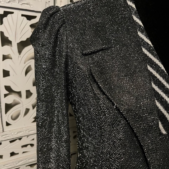 MINDY MALONE VINTAGE GORGEOUS BLACK & SILVER GLITTERY HALTER FORMAL DRESS - Picture 11 of 14